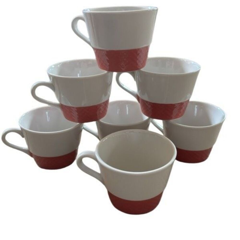 VTG Jackson Custom China Coffee Cups Set of 7 Mauve Coral Pink Restaurant Ware